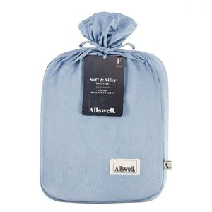 Allswell Full Size Bamboo Light Blue Satin Sheet Set